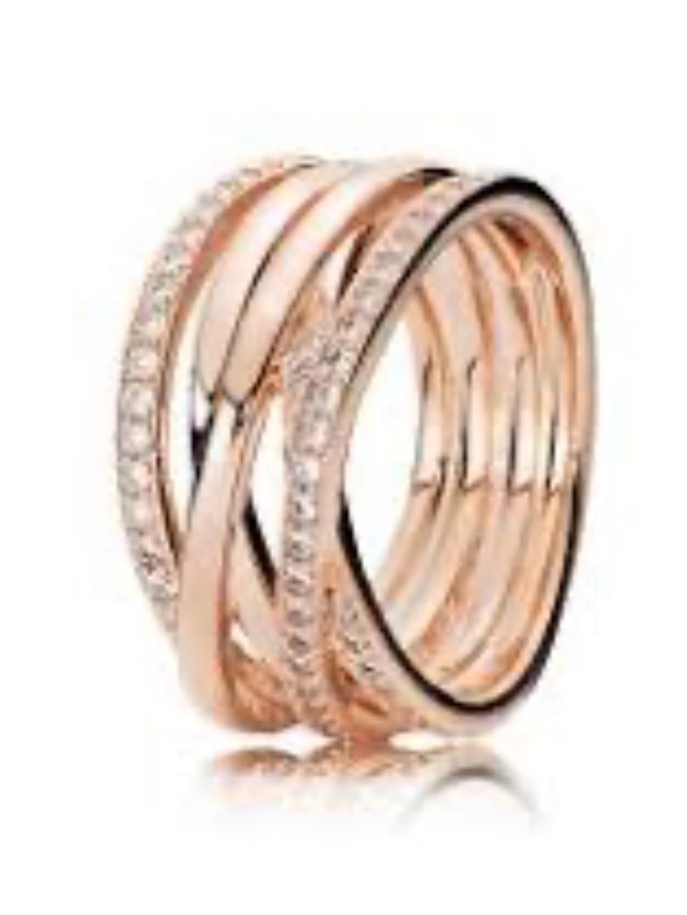 Pandora Sparkling & Polished Lines Ring (Entwined Ring) Silver